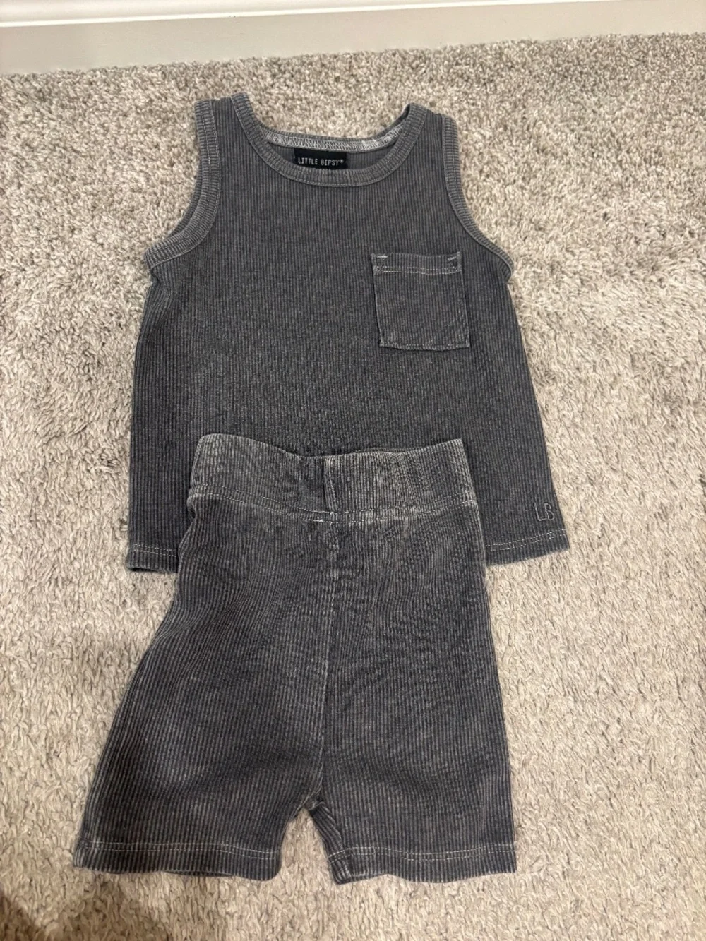 Little Bipsy Charcoal Grey Ribbed Set